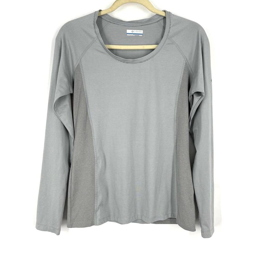 Columbia Gray Striped Shirt Women's Size Medium